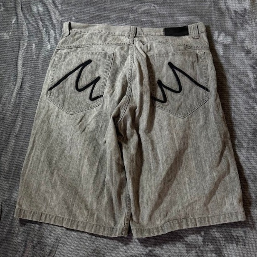 Mizleen‎ Originals Mens Gray Denim Shorts Baggy Skate Streetwear Size 40X13